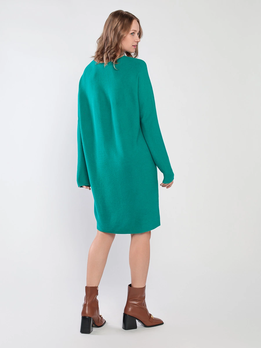 Платье трикотажное из вискозы и шелка зеленого цвета
